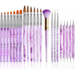 22pcs Pinceaux Ongles Gel Uv Acrylique, Acrylique Nail Brush Brosse &Agrave; Poussi&egrave;re Pour Les Ongles Stylos Dotting Stylo Pinceau Pour Peinture &Agrave; Ongles Nail Art Kit Pour Diy Nail Art Designs - Neuf