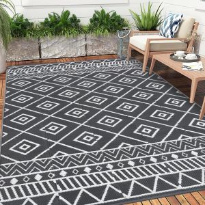 Mevronisshop-Tapis D'int&eacute;rieur Et D'ext&eacute;rieur R&eacute;versible En Plastique 150 X 210 Cm, Tapis Ext&eacute;rieur Balcon Terrasse Tapis De Sol R&eacute;sistant Aux Uv Tapis De Pique-Nique Imperm&eacute;able L&eacute;ger - Neuf