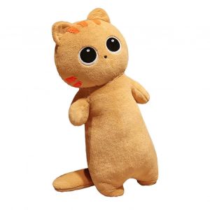 Chat De Dessin Animé Long Oreiller Jouets En Peluche Chat Noir Poupée Filles Sommeil Clip Jambes Long Oreiller Poupées De Chiffon-Jaune - Neuf