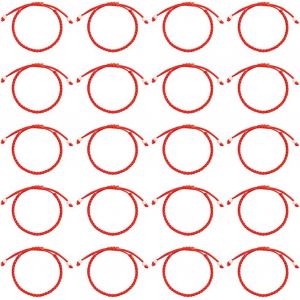 Kal-20 Pi&egrave;ces Bracelet Cordon Rouge Bracelet Corde Rouge Ajustable Nou&eacute; Kabbale Protection Amulette Bracelets Faits &Agrave; La Main Amiti&eacute; Protection Bracelets Bonne Chance Amiti&eacute; Graduation - Neuf