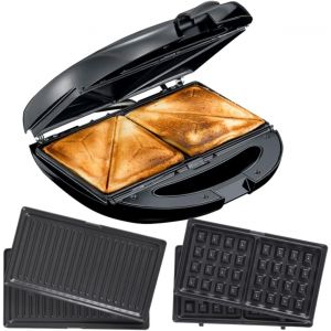 Appareil À Sandwich 3 En 1 - Appareil À Croque-Monsieur - Gaufrier - Barbecue De Contact - Revêtement Antiadhésif Et Lavable Au Lave-Vaisselle - Pieds Antidérapants - Voyant Lumineux - 850 W - Neuf