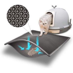 Litière Pour Chat Mat, Double Couche Imperméable À L'eau De L'urine Preuve De Piégeage Mat, Gris 40*50cm - Neuf