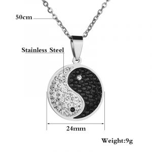Collier Yin Yang En Acier Inoxydable Chirurgical, Bijou Chinois Taiji Bagua Avec Huit Diagrammes En Diamant - Neuf