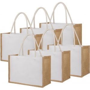 Sjzg-Sacs Fourre-Tout En Toile De Jute Avec Poign&eacute;es En Coton - Mariage, &Eacute;picerie, Plage - Neuf