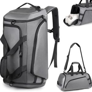 acdsgd-Sac de Sport Homme 40L Sac de Voyage Femme avec Compartiments Chaussures et Humide, Cabine Etanche Weekend Grande Travel Gym Bag Weekend 3 en 1 Portable Duffle Bag (Gris) - Neuf
