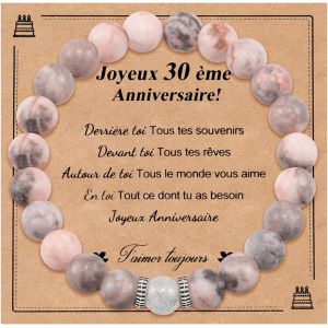 Eryi-Cadeau 30 40 50 60 70 Ans Femme - Cadeau Anniversaire Femme, Cadeau Femme Original Utile, Cadeau Noel Femme, Bracelet Pierre Naturelle Femme Cadeau Pour Maman S?ur Amie Collègues Rose - Neuf
