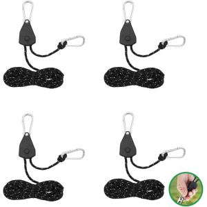Eryi-4 Pièces Corde De Tente Réfléchissante Kit, 4m Corde Tente Camping Avec Tendeur, Cordes À Cliquet Pour Camping, Randonnée, Pique-Nique, Activités De Plein Air, Auvents, Tentes (Noir) - Neuf