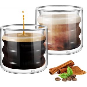 Eryi-Lot De 2 Tasses À Expresso De 120 Ml Double Paroi Verre Borosilicate Verres À Café Verres À Thé Verres À Expresso Pour Thé, Lait, Cadeau D'anniversaire Pour Homme Et Femme - Neuf