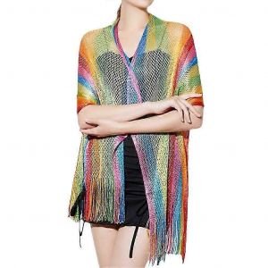 Châle Foulard Foulard Rayé Arc-En-Ciel Chaud Et Tendance Pour Les Rassemblements Décontractés - Neuf
