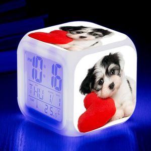 Animal World Pet Dog réveil numérique¿A¿, lumières colorées réveil Horloge carrée, Meilleur Cadeau pour garçons et Filles, Décoration de Chambre pour Les Enfants, Réveils numériques LED - Neuf