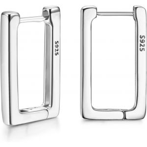 Kal-925 Argent Boucles D'oreilles 18k Plaqué Or Géométrique Huggie Hoop Boucles D'oreilles Triangle Hexagone Ovale Petite Créole Boucles D'oreilles Pour Femmes - Neuf