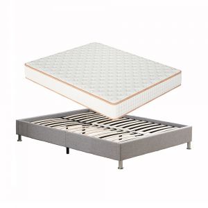 Ensemble Matelas en mousse + Cadre de lit Plateforme Capitonn&eacute; 160x200cm, Epaisseur du Matelas 18cm - Neuf
