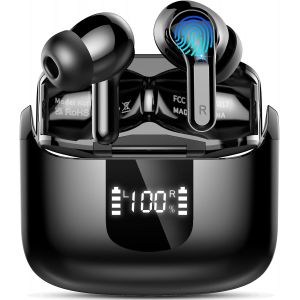 KAL-Ecouteurs Bluetooth Sans Fil, 2025 Oreillette Bluetooth 5.4 Hifi Stéréo 3D, 48Hrs Ecouteurs Sans Fil Avec Cvc8.0 Antibruit Mic, Ip7 Étanche Casque San Fil Sport Écran Led, Usb-C Pour Android/Ios - Neuf