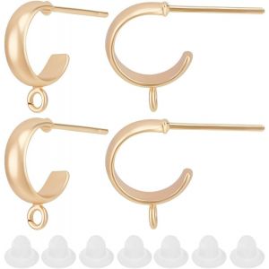 Kal-1 Boîte De 20 Pièces De Boucles D'oreilles Demi-Créoles En Laiton Plaqué Or 18 Carats Avec Boucle Et Écrous D'oreille Pour Femme, Fabrication De Bijoux Pendants - Neuf