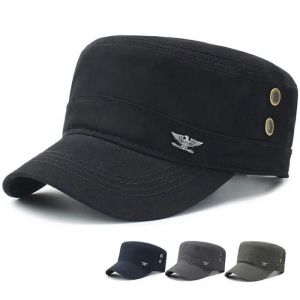 Casquette Militaire Printemps Automne Militaires Noirs D'armée Militaire Flat Top Hat De Coton Homme - Neuf