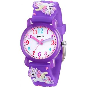 Montre Enfant (Licorne Violet Foncé), Montre Analogique Pour Garçons Et Filles, Bracelet En Silicone Souple Pour Enfants, Montre À Quartz Pour Filles, Montre Facile À Lire Et À Apprendre L'heure - Neuf