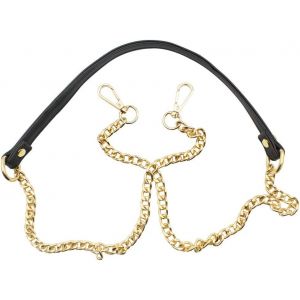 Chaîne de sac en cuir de 120 cm (noir, doré) et bandoulière de rechange réglable en cuir avec sangles de rechange pour sac à main, pour sac à bandoulière, portefeuille, DIY - Neuf