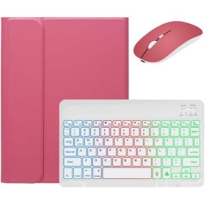 Kaidisen Étui Avec Clavier Rétroéclairé Pour Ipad (A16) 2025 11{^>E<^} Génération 11""/Ipad 10e Génération 2022 11"" Avec Souris Et Clavier Rétroéclairé Amovible, Rose Foncé + Blanc[Z2124] - Neuf