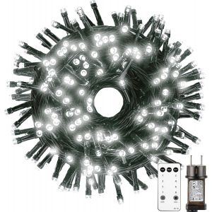 Guirlande Lumineuse Sapin de Noël, 10m 100 LED Blanche Guirlande Electrique Sapin avec Télécommande, Minuterie, 8 Modes, Etanche, Decoration Noel Exterieur et Interieur - Neuf