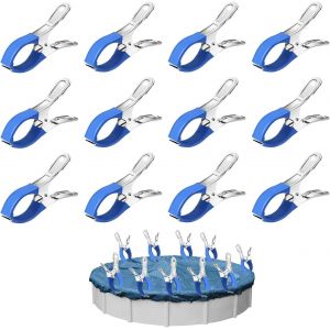 12 Pi&egrave;ces M&eacute;talliques pour Pince Serre Joint,Pince Bache Piscine de Fixation avec Feuille de Protection,Pinces pour Piscines Hors Sol,Pinces &agrave; Forte Tension pour B&acirc;che de Couverture - Neuf