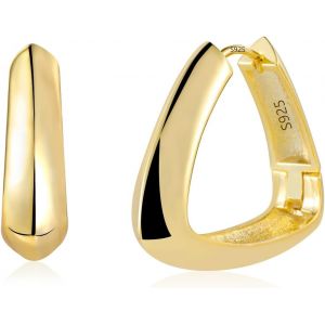 Tianyi-Boucle Oreille Femme Argent 925 Creole Plaqu&eacute; Or 14k G&eacute;om&eacute;trique - Neuf