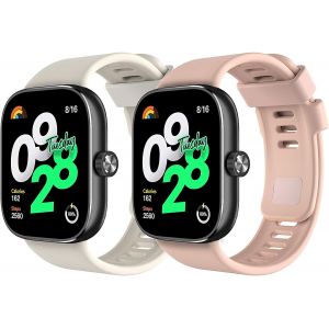 2 Pack Bracelet De Montre Compatible Avec Redmi Watch 5/Redmi Watch 4/Xiaomi Smart Band 9 Pro/8 Pro, Bracelet Sport De Remplacement En Tpu Souple Pour Femmes Hommes, Ivoire Blanc+R[Bra571079] - Neuf