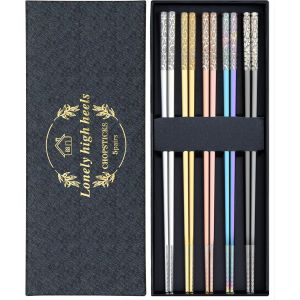 Kalanka-Coffret Cadeau Baguettes Japonaises Multicolores - 5 Paires Reutilisables Pour Cuisine, Maison Et Restaurant - Neuf