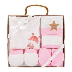 Coffret Cadeau 5 Pièces Modo Pois Interbaby Rose Pour Bébé - Neuf