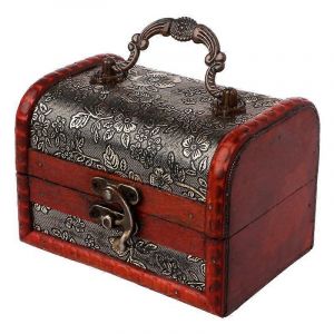 Petite Boîte À Bijoux Vintage Treasure Organizer Verrouillage En Bois Fait À La Main Pour Étui - Neuf
