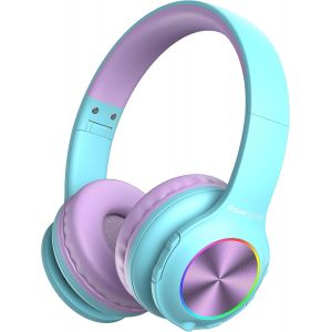 HBGV-Casque Bluetooth Sans Fil pour Enfants, Casques pour Enfant avec Lumières LED, HD Ste¿re¿o, USB-C Recharge Rapide, Micro intégré, Casque Pliable, SD mode et Filaire pour iPhone/Tablettes/TV - Neuf