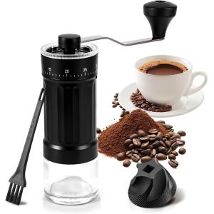 CMWS-Broyeur &agrave; caf&eacute; manuel, niveau de broyage, r&eacute;glable, capacit&eacute; de 35 g, pour a&eacute;ropress, expresso, pour cafeti&egrave;re fran&ccedil;aise et cafeti&egrave;re &agrave; moka - Neuf