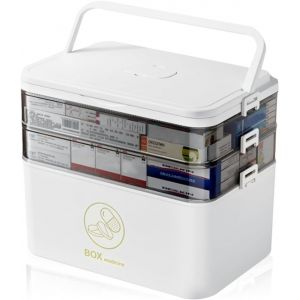 Mevronisshop-Rangement De M&eacute;dicaments &Agrave; 3 &Eacute;tages, 30x24x16cm Bo&icirc;te &Agrave; M&eacute;dicaments Poign&eacute;e Portable, Portable Avec Fermeture Fixe Organisateur De M&eacute;dicaments Multifonctionnel, Bo&icirc;te &Agrave; Pharmacie - Neuf