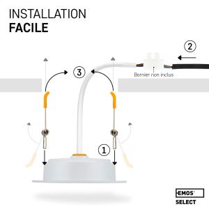 Spot LED Encastrable 230V, 5W / 500lm, Blanc chaud 3000K | Spot Salle de Bain, &eacute;tanche IP54 pour l'ext&eacute;rieur et l'int&eacute;rieur | Lot de 3 LED spots de plafond, extra plat, rond, couleur blanc - Neuf
