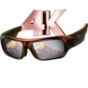 Mevronisshop-Lunettes Avec Cam&eacute;ra 4k, Innovantes High-Tech Lunettes Camera De Sport Pour L'ext&eacute;rieur, Lunettes De Soleil Vid&eacute;o Avec Protection Uv400, Support Photo/Vid&eacute;o, Op&eacute;ration &Agrave; Une Touche - Neuf