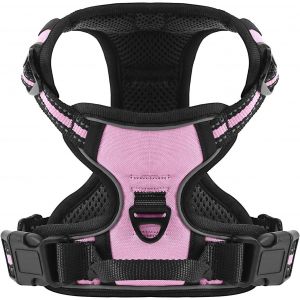 Harnais Anti Traction Pour Chien, Réfléchissant Respirante Harnais Chien Avec Attache Devant Et Poignée Contrôle Sécurité, Arnet Facile À Mettre (Rose, M) - Neuf