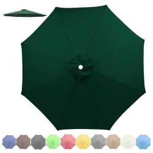 Toile De Rechange Pour Parasol De Terrasse, Parasol De Marche, Tissu Cafe/Noir/Jaune/Gris Avec Baleines Vert Fonce, 2,7 M/9 Pi 6 Pouces - Neuf