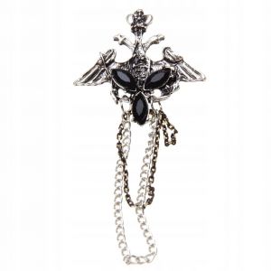 Broche À Pompon En Alliage Gothique Punk Avec Chaîne En Lucite Noire - Neuf