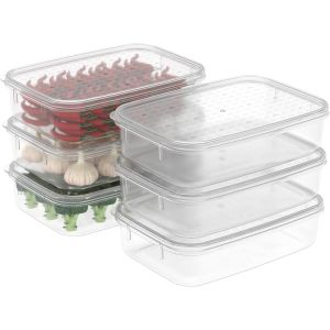 Checarzhn--No1-1.1l*6 Boîte Conservation Alimentaire, Conteneur Alimentaire, Boîte De Rangement, Récipient De Congélateur Avec Couvercle, Sécuritaire Au Micro-Ondes, Sans Bpa, Plastique, Clair, 1.1l- - Neuf
