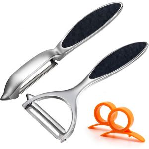 Eplucheur Pomme De Terre-&Eacute;plucheur En Acier Inoxydable Pour Carottes,Aubergines,Poires,Mangues Et Concombres,Avec Poign&eacute;e Ergonomique Antid&eacute;rapante - Neuf