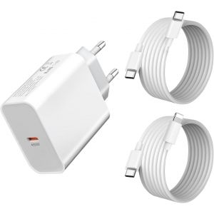 TRAHOO-Chargeur Secteur USB C 45W et Cable pour iPhone 16 17/16e/16 Plus/16 Pro/16 Pro Max/15 14 13 12 11 S&eacute;rie/iPad Pro 9.7 10.5 12.9 13 M4/Air/Mini Samsung S25 S24 Type C Prise de Charge Rapide Ada - Neuf