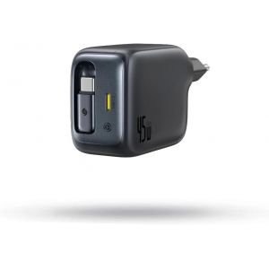 JGD-Chargeur USB C 45W, Enercore avec C&acirc;ble USB-C Int&eacute;gr&eacute;, Chargeur iPad, Adaptateur Secteur &Agrave; Charge Rapide PPS pour Galaxy S25 Ultra/S24/S23/Note, iPhone 17/16/15, Pixel, C&acirc;ble R&eacute;tractable - Neuf