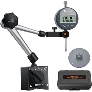 MEVRONISSHOP-Comparateur Num&eacute;rique 0.01mm 0-25.4mm avec Base Magn&eacute;tique 80kg, Comparateur Digital Pr&eacute;cision pour Tour CNC Fraiseuse, Electronic Digital Dial Indicator Professionnel avec Bo&icirc;te de Rang - Neuf