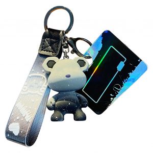 Porte-Cles Ours Degrade, Porte-Cles Ours De Dessin Anime, Pendentif De Sac Animal Mignon Pour Hommes, Femmes, Garcons Et Filles, Gris - Neuf