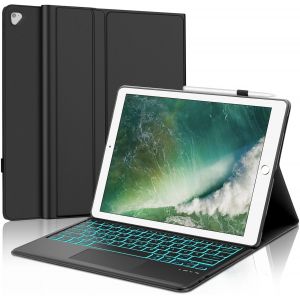 Kgabery-Étui Clavier Pour Ipad Pro 12.9-2015/2017 (1er/2ème)-Clavier Avec Pavé Tactile Trackpad,Rétroéclairé Bluetooth Clavier Azerty - Neuf