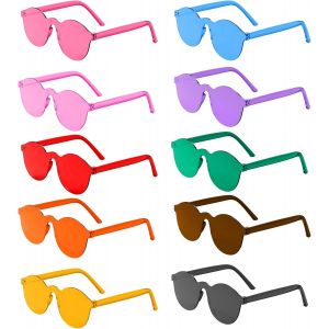 CHECARZHN--NO1-10 Paires De Lunettes De Soleil En Forme De C?ur ¿ Lunettes Hippie Rétro Transparentes Multicolores Sans Monture Pour Été, Fête, Cosplay, Carnaval, Noël & Accessoires De Party - Neuf