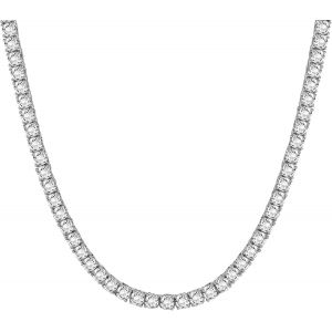 Collie Tennis Femme Homme Chaîne Iced Out Clustered Cubic Zirconia Plaqué Or Blanc 18k |4.0mm 5.0mm Argent Or Tour De Cou En Diamant Taille Ronde - Neuf