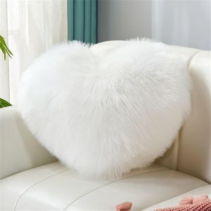 Cauc-Coussin En Forme De Coeur En Polaire Double Face Super Douce - Coussin D&eacute;coratif En Forme De Coeur - Pour Salon, Canap&eacute;, Chambre D'enfant, Chambre &Agrave; Coucher - Blanc - 40 X 50 Cm - Neuf