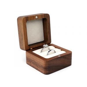 Coffret &Agrave; Bagues En Bois Avec Int&eacute;rieur En &Eacute;ponge Pour Bagues De Fian&ccedil;ailles Et De Mariage - Coffret &Agrave; Bijoux &Agrave; 2 Compartiments - Neuf