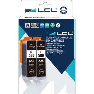 Cartouche d'encre Compatible PGI-580 PGI-580PGBK PGI-580 XL PGBK PGI-580 XXL PGBK 1970C001 27ml (2PGBK) remplacement pour Canon Pixma TR7550 TR8550 TS6150 TS6151 TS6250 TS8150 TS8151 TS8152 TS8250 - Neuf