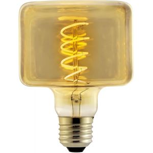 KAL-Ampoule Led Décorative Forme Cube Avec Fil De Lumière Interne En Spirale, Ambrée, E27, Flux Lumineux 240 Lm, 220-240V, Lumière Chaude 1800K, 4W, 95X128 Mm, Dimmable - Neuf